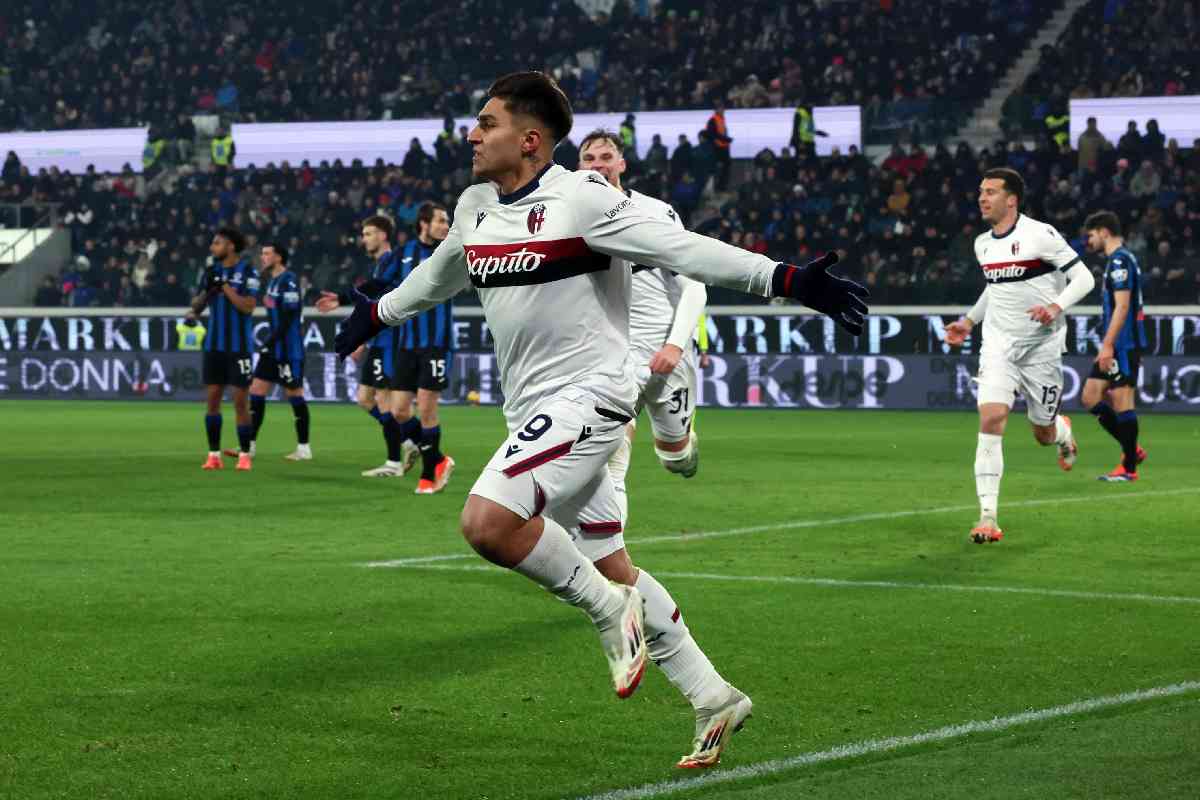 Coppa Italia quarti di finale L'esultanza di Santiago Castro dopo il gol decisivo in Atalanta-Bologna