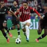 Uno scatto di Noah Okafor palla al piede contro il Liverpool in Champions League