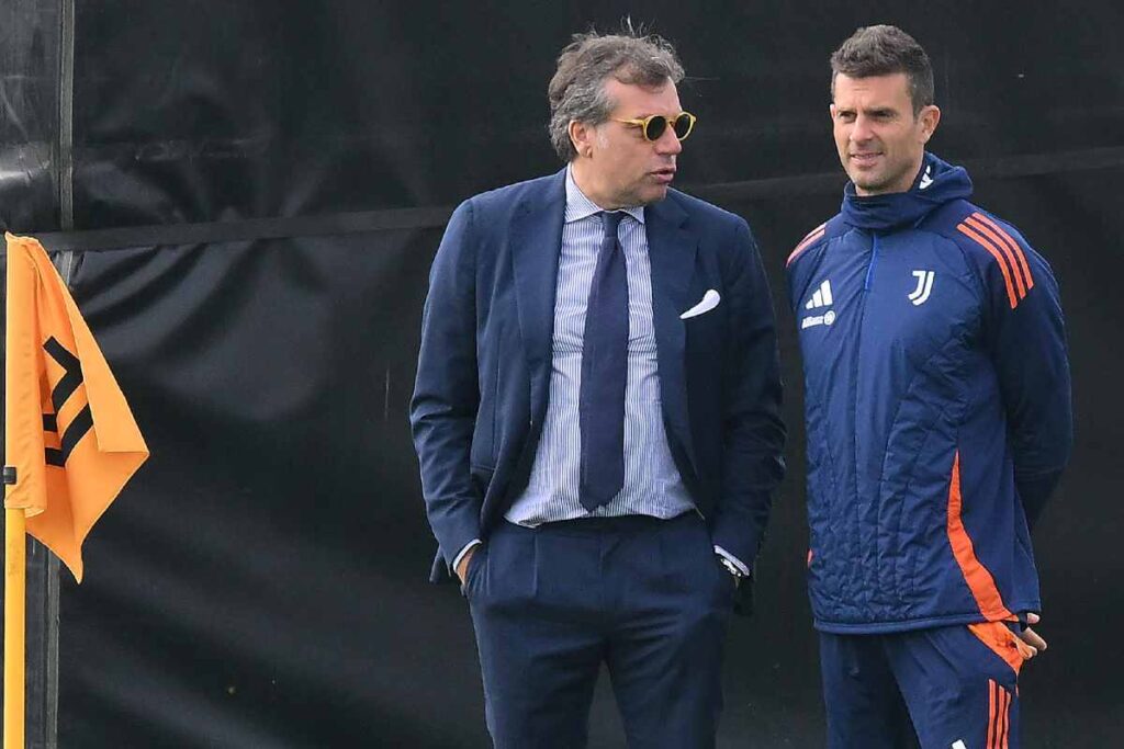 Calciomercato, la Juventus guarda in casa Hellas Verona: chi piace ai bianconeri? Nella foto, Cristiano Giuntoli e l'allenatore della Juventus, Thiago Motta